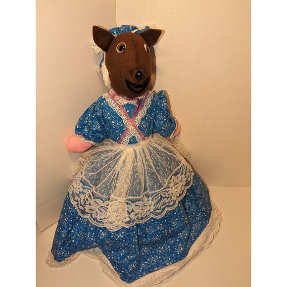 Vintage 21" Celluloid Masked Face Little Red Riding Hood Topsy Turvy Doll - Picture 7 of 8